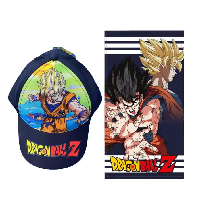 SET GORRA Y TOALLA MICROFIBRA PARA BANO Y PLAYA 70*140CM DRAGON BALL - 1