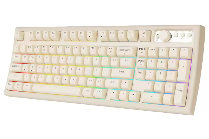 Teclado Gaming EWEADN V97 Con Backlit RGB Teclado Inalámbrico Bluetooth/2.4GHz Recargable Silencioso Para PC Compatible Con Desktop Laptop Tablet - 1