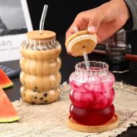 Vaso De Bebida De 500ML Con Tapa De Bambú Y Pajita Para Café Frío Y Cócteles Vaso De Cerveza Para Whiskey Regalos Eco-amigable Transparente - details 11