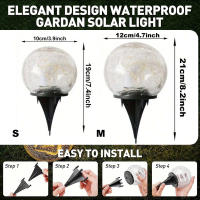 Lámpara Solar Para Jardín Con Bola De Vidrio Rotura Luz LED Blanco Cálido Impermeable Para Decoración De Patio Camino Jardín Césped - details 0