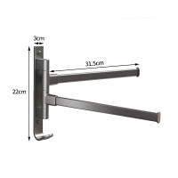 Soporte De Toalla De Baño Rotativo Estante De Cocina Soporte De Pared Aluminio Espacioso 2/3/4 Barras De Toalla Montado Por Si Mismos - details 0