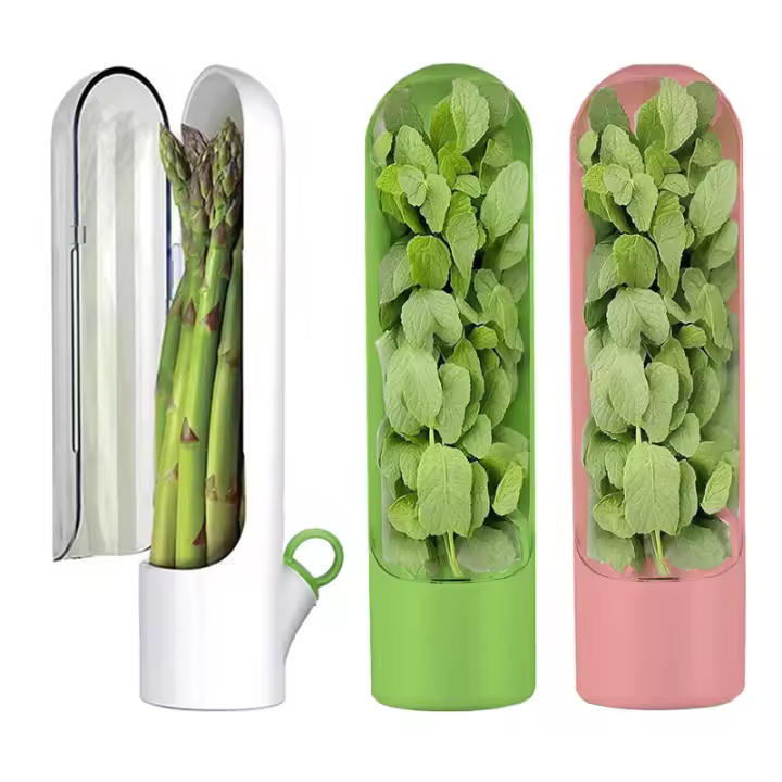 Botella De Conservación De Verduras Y Hierbas Para Nevera Contenedor De Almacenamiento Familiar Para Alimentos Tamaño Mediano Material ABS - 1