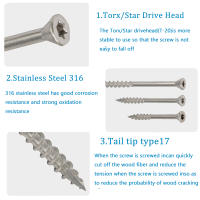 Tornillos De Madera Con Estrella Torx De Acero Inoxidable 316 Resistentes Al Rusticidad Para Marina 45mm 55mm 75mm - details 6