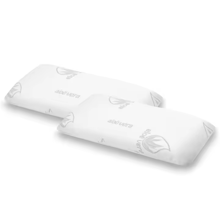 Pack 2 Almohadas 75cm Núcleo100% viscoelástico NO COPOS  , – Funda Aloe Vera, Desenfundable y Lavable, Anti Bacterias, Alivio de Presión Cervical, - 1