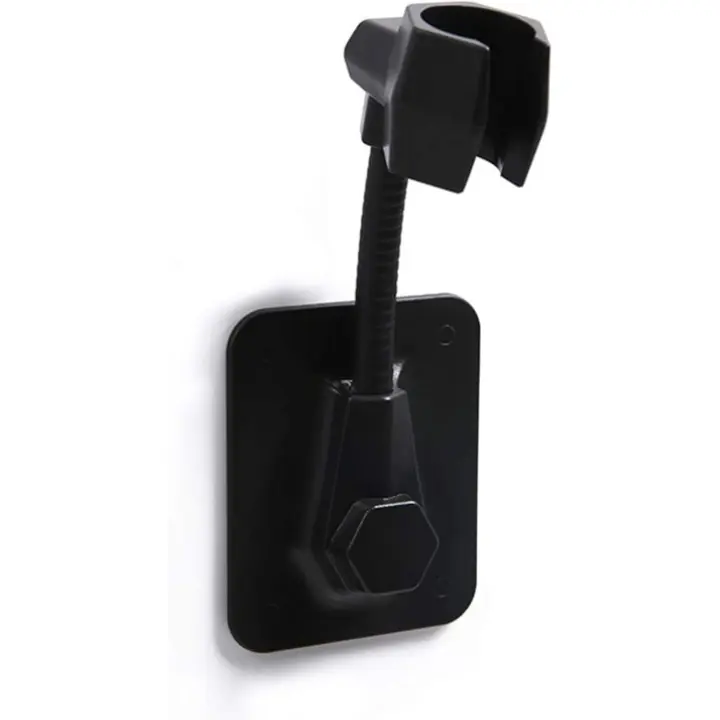 Soporte para cabezal de ducha de pared, ajustable, autoadhesivo, soporte universal de plástico para ducha, soporte para cabezal de ducha, accesorio para ducha de pared sin perforaciones, color negro - 1