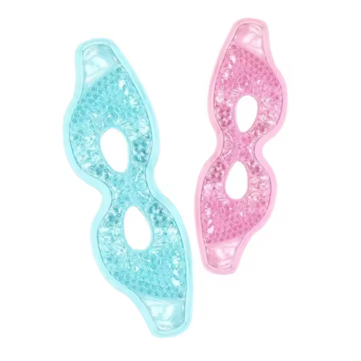2 Máscaras Refrescantes para Ojos - Terapia de Frío y Calor, Alivio del Estrés, Ojeras y Dolores de Cabeza - Multifuncionales y Reutilizables (Azul, Rosa) - 1