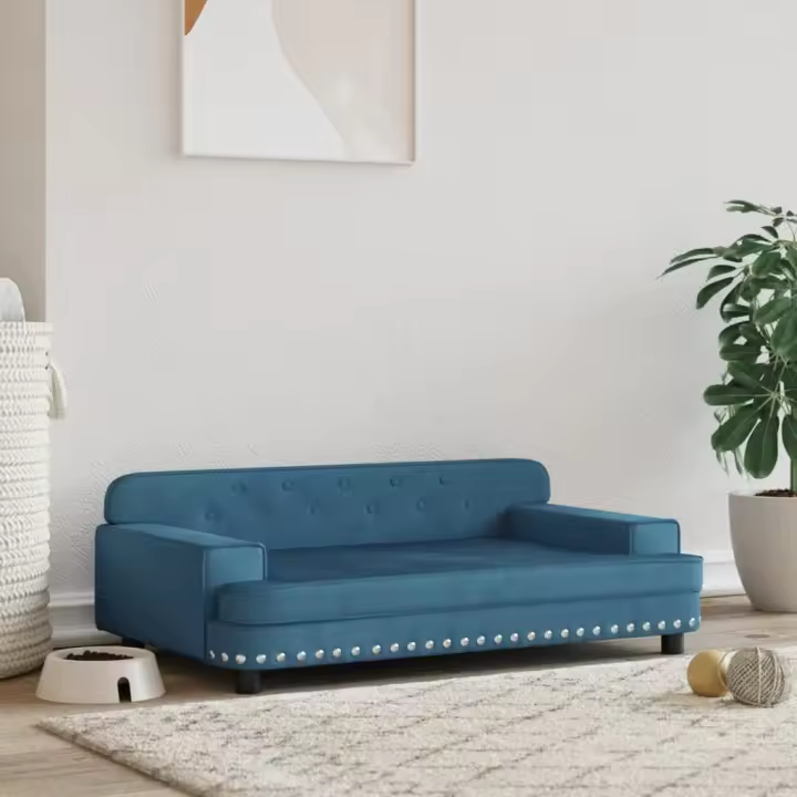 vidaXL Cama para perros de terciopelo 90x53x30 cm sofá para perros Color Azul,  Crema,  Gris claro y mas - 1