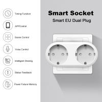 Enchufe Inteligente WiFi Tuya 2 En 1 EU Doble Salida 16A Con Monitoreo De Energía Compatible Con Alexa Google Home Alice - details 1