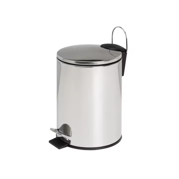 Dcasa Papelera de baño plateado brillo de 3 Litros con pedal y asa, cubo extraíble para cuarto de baño, cocina o escritorio - 1