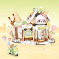 Bloques De Construcción Loz Lizhi Casa De Helado 884PCS Juguete De Montaje Para Niñas Vistas De Calle Con Panda Tema Famosos Edificios Y Animales - details 4