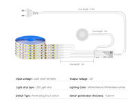 Tira de luces LED de atenuación para armario, lámpara de luz de fondo con Sensor de movimiento táctil manual, para estante de cocina, despensa, escaparate, dormitorio, 2835 - details 1