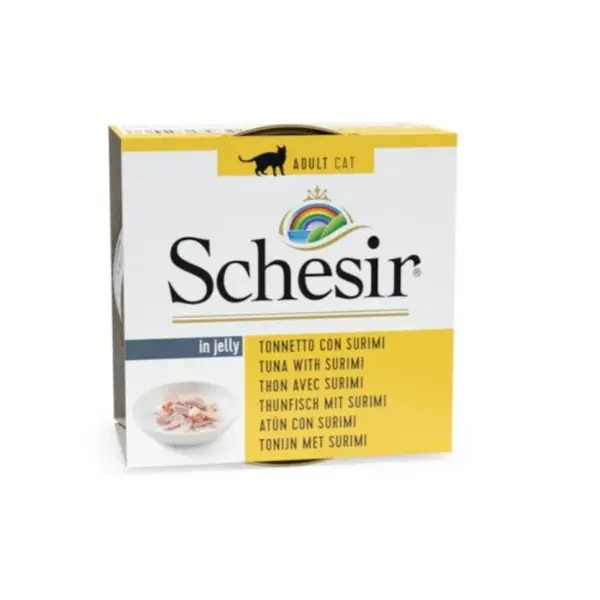 Schesir Atún y Surimi en Gelatina Latas para Gatos Adultos - 14 unidades x 85gr - 1
