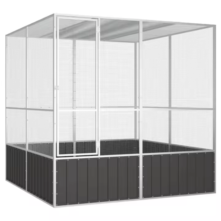vidaXL Jaula de Pájaros Acero Galvanizado Aves Pajareras Casita Color Gris,  Antracita, y mas - 1