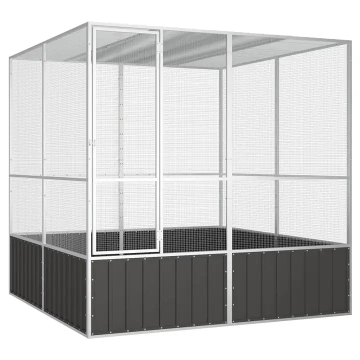 vidaXL Jaula de Pájaros Acero Galvanizado Aves Pajareras Casita Color Gris,  Antracita, y mas - 1