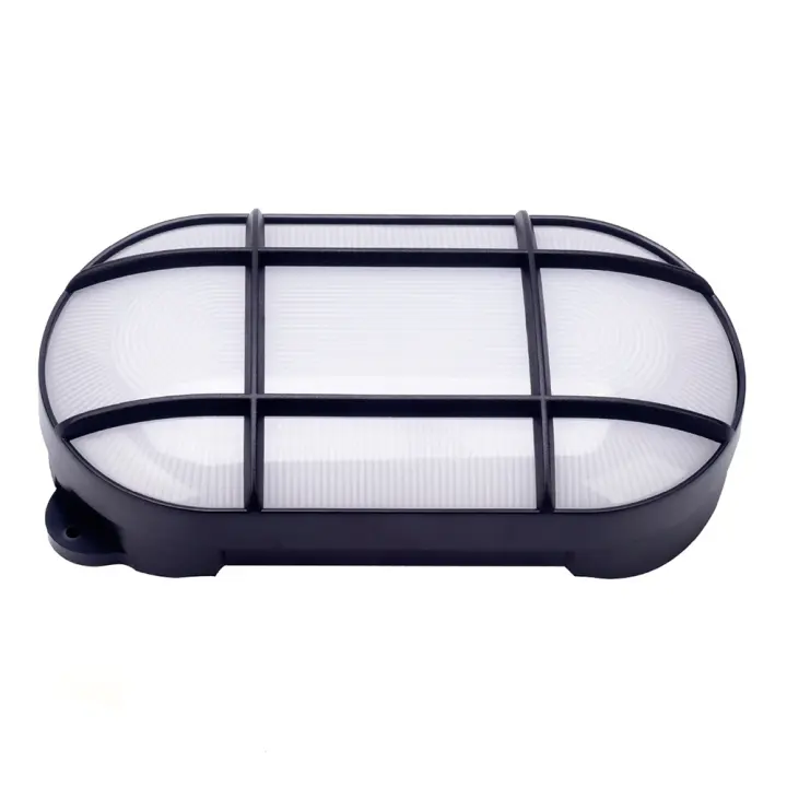 IluminaShop - Plafon de Exterior LED Ovalado Negro con Rejilla IP65 - 1