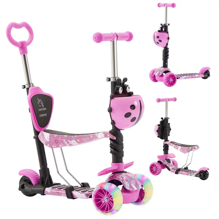 Patinete Arebos 3 Ruedas LED-XXL - Asiento Ajustable - Freno de Mano - para Niños - 1