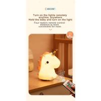 Lámpara Nocturna De Silicona Unicornio Para Niños Luz LED Recargable Por USB Decoración De Habitación Animal Cartoon Lámpara Táctil Para Regalos - details 5