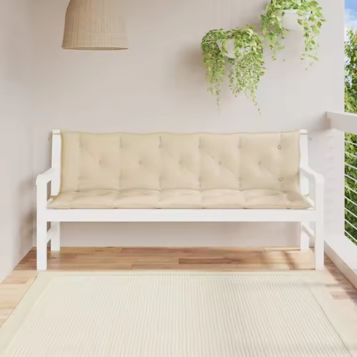 Cojines de banco de jardín 2 uds tela Oxford beige 180x50x7 cm - 1