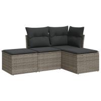 vidaXL Set de sofás de jardín 4 pzas y cojines ratán sintético gris - details 1