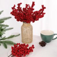 Ramas De Bayas Rojas Artificiales Para Decoración De Navidad Árbol De Navidad Fiesta Hogar Mesa Adornos Wreath DIY Regalo - details 4