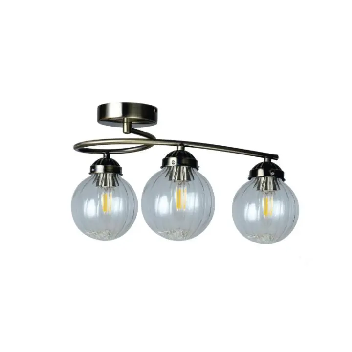 LAMPARA PLAFÓN. LUZ DE TECHO. MATERIAL METAL.  COLOR CUERO. LUZ  E27 , 3 BOMBILLAS.   REF. 696 - 1