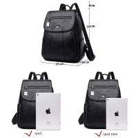Mochila De Cuero Suave Para Mujer En 5 Colores Bolsos De Hombro Vintage Casual Viaje Mochila De Escuela Bolsa Para Damas - details 24