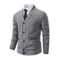 Chaqueta De Punto Para Hombre Estilo Casual Cuello En V Abrigo Grueso Para Otoño E Invierno Abotonado Sin Capucha - details 9