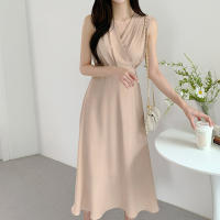 Vestido A-Line Sin Mangas Para Mujer REALEFT Elegante Con Cruz Frontal V-Neck Verano Casual Largo Cintura Imperio Sin Sastre - details 27