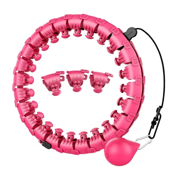 Joy Jump - Aros de Hoola con peso para adultos y niños principiantes para hacer ejercicio 2 en 1 para abdominal, masaje de fitness de 360°, giro automático, 24 nudos desmontables, tamaño ajustable, no se cae, aro inteligente Hoola - 1