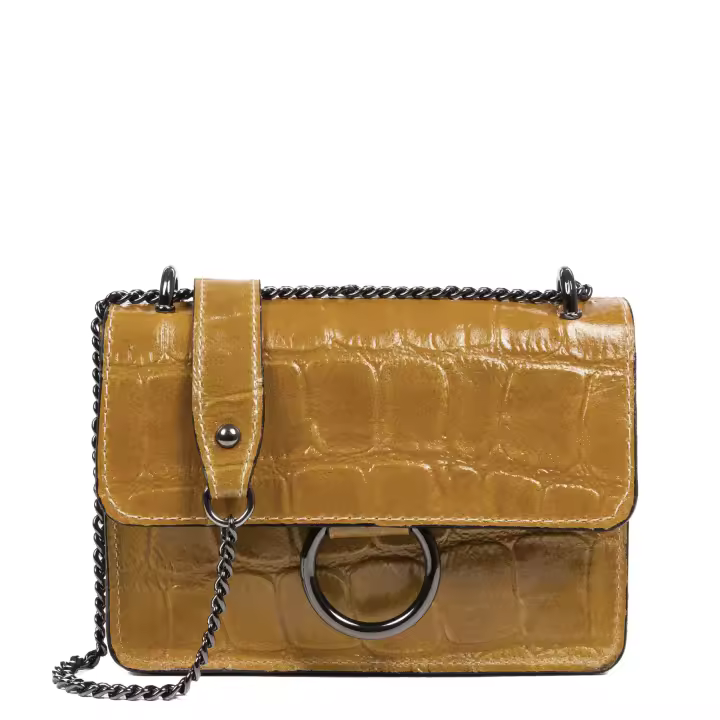 FIRENZE ARTEGIANI Fabrizia Bolso bandolera Mujer. Piel auténtica gamuza grabado Cocodrilo grande Camoscio. Fabricado en Italia 19x5x13 Cm. Color: Cuero Claro - 1