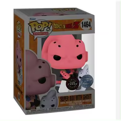 Versión chase del Funko pop de Super Buu with ghost 1464 de la legendaria serie de anime Dragon ball! Consiste en el personaje de Buu cuando absorbe a la fusión de Goten y Trunks, Gotenks, con el fantasma, mítico ataque de este último - 1
