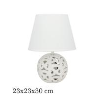 GISSED - Lámpara de Mesa con Base de Cerámica Calada en Diseño Esférico y Pantalla Blanca – Iluminación Decorativa para Dormitorios, Salas y Oficinas – Compatible con Bombillas LED y Tradicionales – Estilo Elegante y Sofisticado - details 1