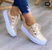 Zapatos Deportivos Casuales Para Mujer Talla Grande 43 Zapatillas Con Cordones Antideslizantes Suela Plataforma Zapatos De Mujer - details 4