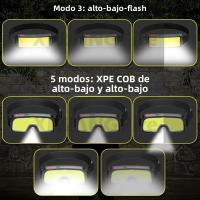 Linterna Frontal LED COB 180° Con 3 Modos Recargable Por USB Lámpara De Cabeza Para Senderismo Y Camping - details 9