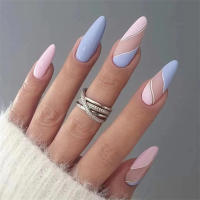 Juego De 24 Piezas De Uñas Postizas Ovaladas Con Dibujos Animados Adornos De Uñas Postizas Acrílicas Cubierta Total De Uñas Falsas Para Oficina Y Fiestas - details 8