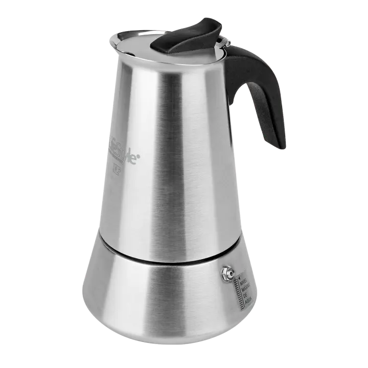 Cafetera Italiana de Acero Inoxidable, de 4 a 12 tazas de Capacidad, Apto para Eléctrica, Vitrocerámica, Gas E Inducción. Perfecto para uso doméstico y oficina. Cafetera Moka espresso. - 1