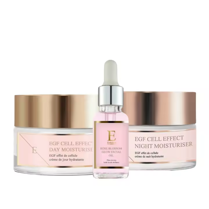 ErthSkin London Crema hidratante de día EGF Cell Effect + Crema hidratante de noche EGF Cell Effect + Aceite facial Rose Blossom 30 ml - 1