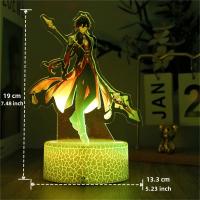 Lámpara 3D Genshin Impact Luz Nocturna LED Figuras Anime Zhongli Raiden Shogun Control Remoto RGB Colores De Sueño Decoración Para Habitación De Niños Regalos Para El Hogar - details 5