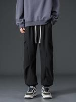 Pantalones De Fleece Para Hombre Invierno Calor Grueso Jogger Casuales Trousers Plush Tejido Tatting Estilo Safari Cierre Cordón - details 6