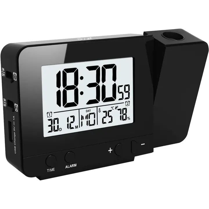 Reloj Despertador Proyector LED | Temperatura Interior | 4 Niveles Brillo - 1