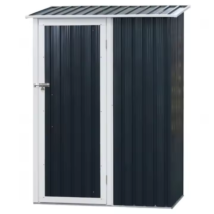 Casa de herramientas de metal Ezooza 143x89x186 cm Arce Pintado antracita con Puerta descentralizada - 1