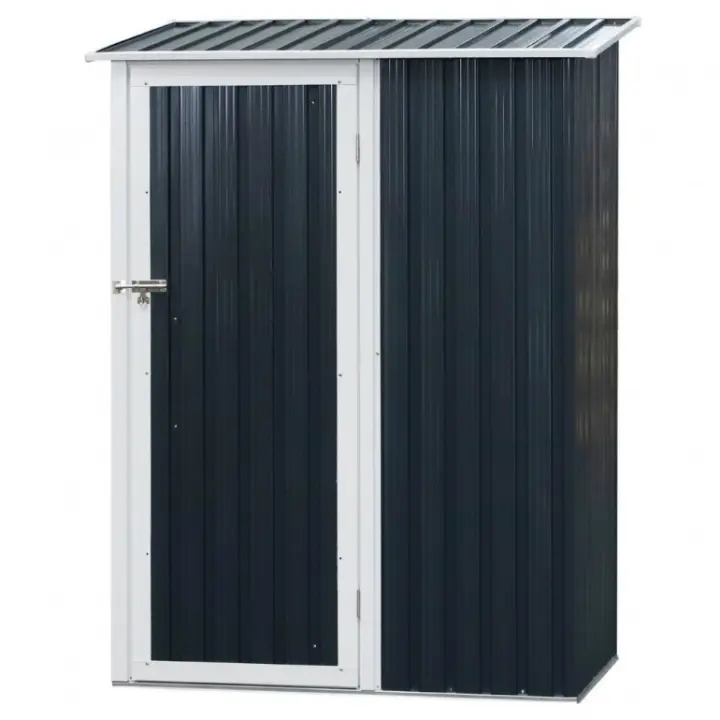 Casa de herramientas de metal Ezooza 143x89x186 cm Arce Pintado antracita con Puerta descentralizada - 1