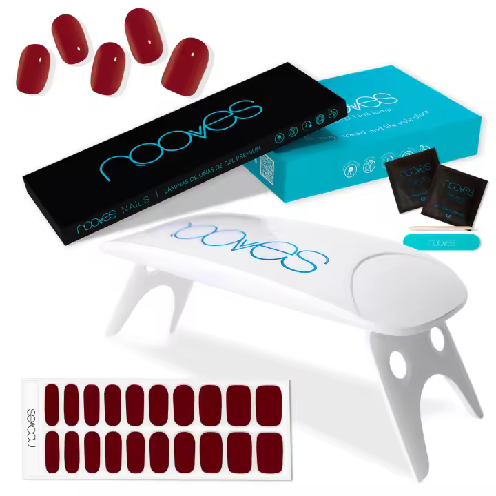 Láminas de Uñas de Gel Precurado Rojas + Lámpara de secado de uñas UV/LED PORTÁTIL 8wTiras De Uñas De Gel semicuradoPegatinas Uñas Semipermanente en GelGel Nail stickersUñas de gel Pegatinas - 1