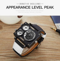 Reloj Deportivo Para Hombre Oulm Estilo Único Diseñador Calidad Superior Cuero Y Tela Reloj De Cuarzo Moda Resistente Al Choque - details 6