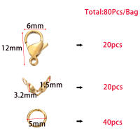 80Pcs/Set Broches De Langosta De Acero Inoxidable Para DIY Pulseras Collares Cadenas De Joyería Conexión De Anillos Saltarines Y Cierres De Bola - details 0