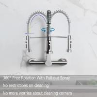 Grifos de cocina de acero inoxidable 304, rotación de 360 ​​grados, grifos de agua fría y caliente, grifos cepillados, varios estilos para elegir - details 10
