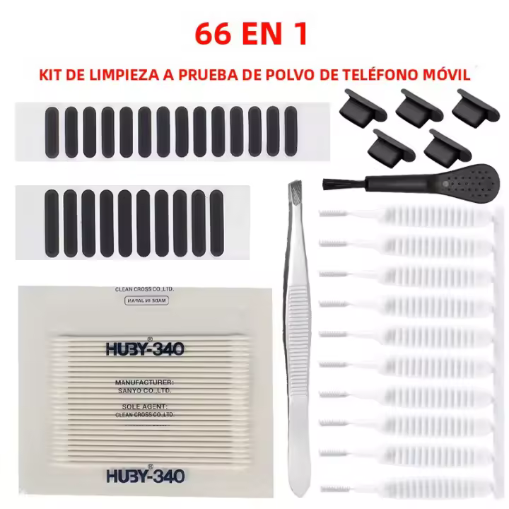 Kit De Limpieza Para Móvil 66pcs Universal Con Puerto Carga TypeC Y Tapón Antipolvo Para Samsung Xiaomi Redmi Poco Kit De Limpieza De Auriculares - 1