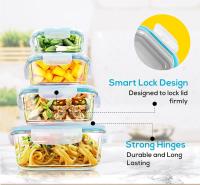 MAXHOME-*Set 4 fiambreras borosilic rectangulares 370-600-1000-1500ml,Juego de 4 recipientes de almacenamiento de alimentos de cristal,recipientes de vidrio con tapas - details 2