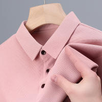 Camisa Polo De Manga Larga Para Hombre Estilo Casual Transpirable Y Cómoda Para El Verano Tejido De Gasa Sólido De Algodón Blends - details 4