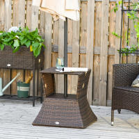 Outsunny Mesa de Centro Ratán con Agujero para Sombrilla Mesita de Café Té Mesa Auxiliar para Exterior Terraza Patio 54x54x55cm - details 1